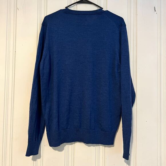 Thomas Dean Men's Medium V-neck 100% Merino Wool Knit Sweater Long Sleeve Top - Picture 3 of 4